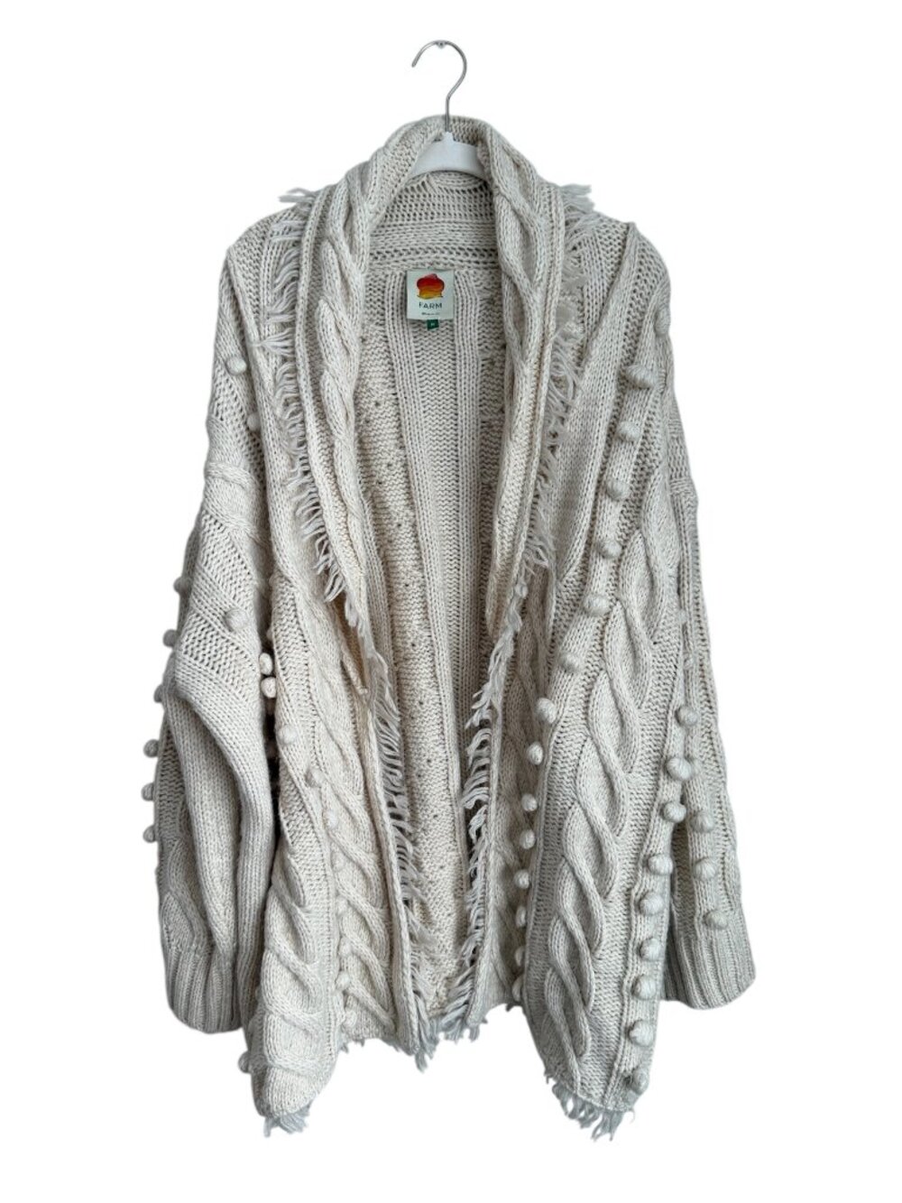 Farm Rio cream cable knit cardigan szM